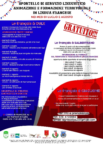 SPORTELLO DI SERVIZIO LINGUISTICO GRATUITO ANIMAZIONE E FORMAZIONE TERRITORIALE IN LINGUA FRANCESE